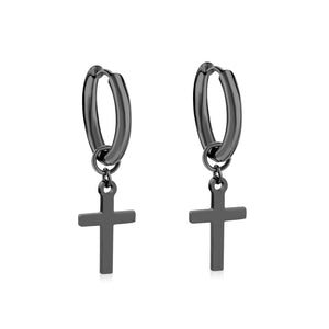 2.5 12mm Internal Wire Earrings-Steel & Gold & Rose Gold & Black Polished + 10x16mm Crosses