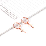 2.5 12mm Internal Wire Earrings-Steel & Gold & Rose Gold & Black Polished + 10x16mm Crosses