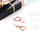 2.5 12mm Internal Wire Earrings-Steel & Gold & Rose Gold & Black Polished + 10x16mm Crosses