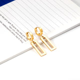 3x12mm earclips + 9.5x25mm rectangular glossy earrings