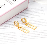 3x12mm earclips + 9.5x25mm rectangular glossy earrings