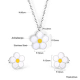 Peach Blossom Oil Drip White Jewelry Set Steel/Gold