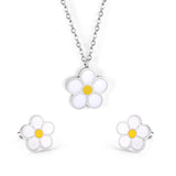 Peach Blossom Oil Drip White Jewelry Set Steel/Gold