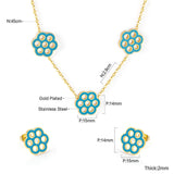 Flower Jewelry Set Gold/Steel