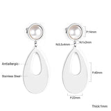 Half Pearl Glossy Oval Earrings