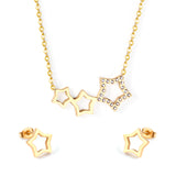 Star Jewelry Set with Diamonds Steel/Gold