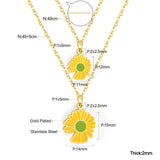 11x12mm+14x15mm Chrysanthemum Yellow & Mixed Color Pendant Double Necklace 45+5cm