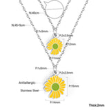 11x12mm+14x15mm Chrysanthemum Yellow & Mixed Color Pendant Double Necklace 45+5cm