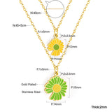 11x12mm+14x15mm Chrysanthemum Yellow & Mixed Color Pendant Double Necklace 45+5cm