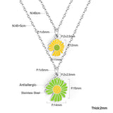 11x12mm+14x15mm Chrysanthemum Yellow & Mixed Color Pendant Double Necklace 45+5cm