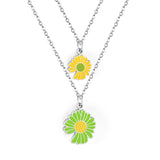 11x12mm+14x15mm Chrysanthemum Yellow & Mixed Color Pendant Double Necklace 45+5cm