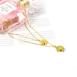 11x12mm+14x15mm Chrysanthemum Yellow & Mixed Color Pendant Double Necklace 45+5cm