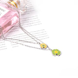 11x12mm+14x15mm Chrysanthemum Yellow & Mixed Color Pendant Double Necklace 45+5cm