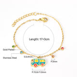 Mixed Color Bus Accessories with Mixed Diamonds Bracelet 17+3cm Golden