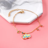 Mixed Color Bus Accessories with Mixed Diamonds Bracelet 17+3cm Golden