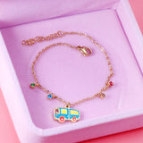 Mixed Color Bus Accessories with Mixed Diamonds Bracelet 17+3cm Golden