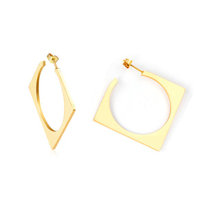 35mm Smooth & Brushed Square Earrings