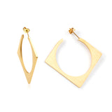 35mm Smooth & Brushed Square Earrings