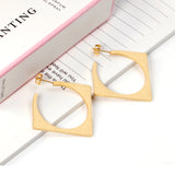 35mm Smooth & Brushed Square Earrings