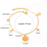 Orange pineapple bag accessories with star with diamonds bracelet 17 + 3cm gold