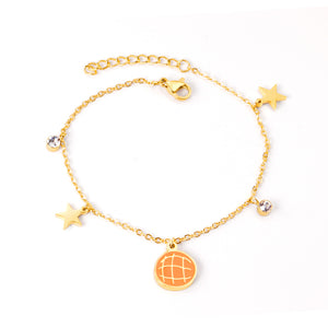 Orange pineapple bag accessories with star with diamonds bracelet 17 + 3cm gold