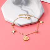 Orange pineapple bag accessories with star with diamonds bracelet 17 + 3cm gold