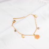 Orange pineapple bag accessories with star with diamonds bracelet 17 + 3cm gold