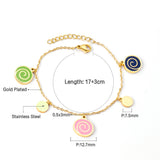 Mixed color rolled bag accessories with round bracelet 17+3cm gold