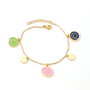 Mixed color rolled bag accessories with round bracelet 17+3cm gold