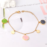 Mixed color rolled bag accessories with round bracelet 17+3cm gold