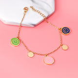 Mixed color rolled bag accessories with round bracelet 17+3cm gold