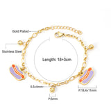 Purple sausage bag accessories with steel beads bracelet 18+3cm gold color