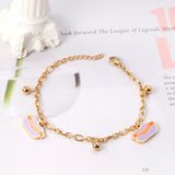 Purple sausage bag accessories with steel beads bracelet 18+3cm gold color