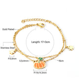 Orange Pumpkin Accessories with Zouzou Double Chain Bracelet 17+3cm Golden