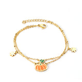 Orange Pumpkin Accessories with Zouzou Double Chain Bracelet 17+3cm Golden