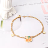 Orange Pumpkin Accessories with Zouzou Double Chain Bracelet 17+3cm Golden