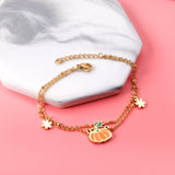 Orange Pumpkin Accessories with Zouzou Double Chain Bracelet 17+3cm Golden