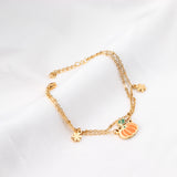 Orange Pumpkin Accessories with Zouzou Double Chain Bracelet 17+3cm Golden