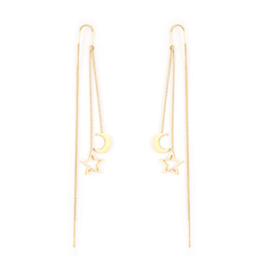 8.5x10mm Moon + 11.5mm Star Earrings