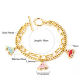 Mixed color car accessories with double chain bracelet 18cm golden