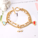 Mixed color car accessories with double chain bracelet 18cm golden