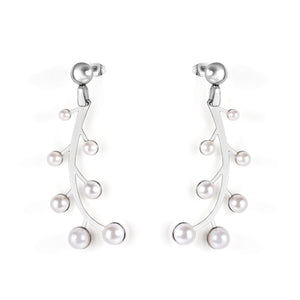 Steel beads + pearl earrings