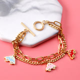 Mixed color car accessories with double chain bracelet 18cm golden