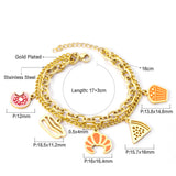 Mixed color mixed accessories double chain bracelet 17+3cm gold