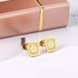 Light Green + White Ruffled Egg Cutout Stud Earrings