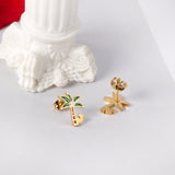 Green Coconut Tree Cutout Stud Earrings