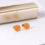 Orange Pineapple Bun Cut Earrings