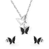 Butterfly Black Shell Set Steel/Gold