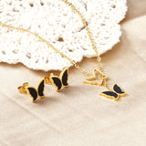 Butterfly Black Shell Set Steel/Gold