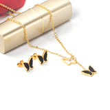 Butterfly Black Shell Set Steel/Gold